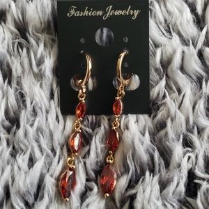 18K Yellow gold-filled red topaz zircon earrings